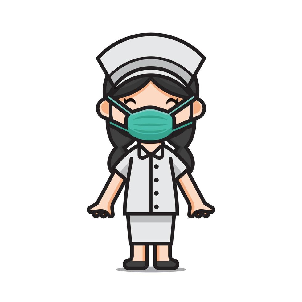 caracter cute nurse wearing masks 1 vector