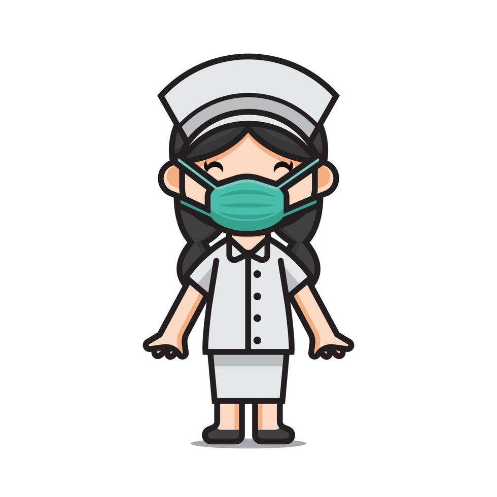 caracter cute nurse wearing masks 1 vector