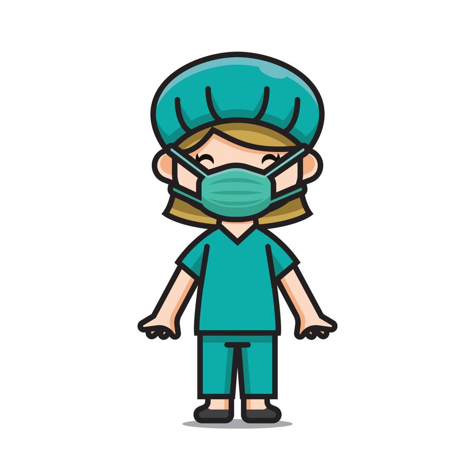 Cute Nurse wearing masks Vector