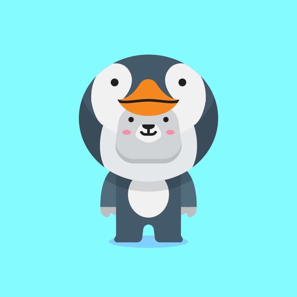 lindo disfraz de pingüino vector