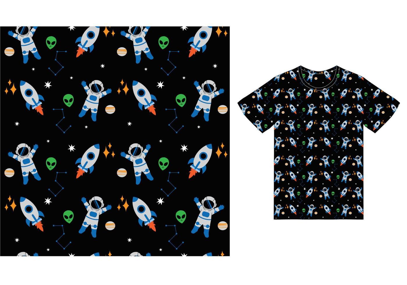 linda ilustración de astronauta sin costura con vector premium de diseño de camiseta