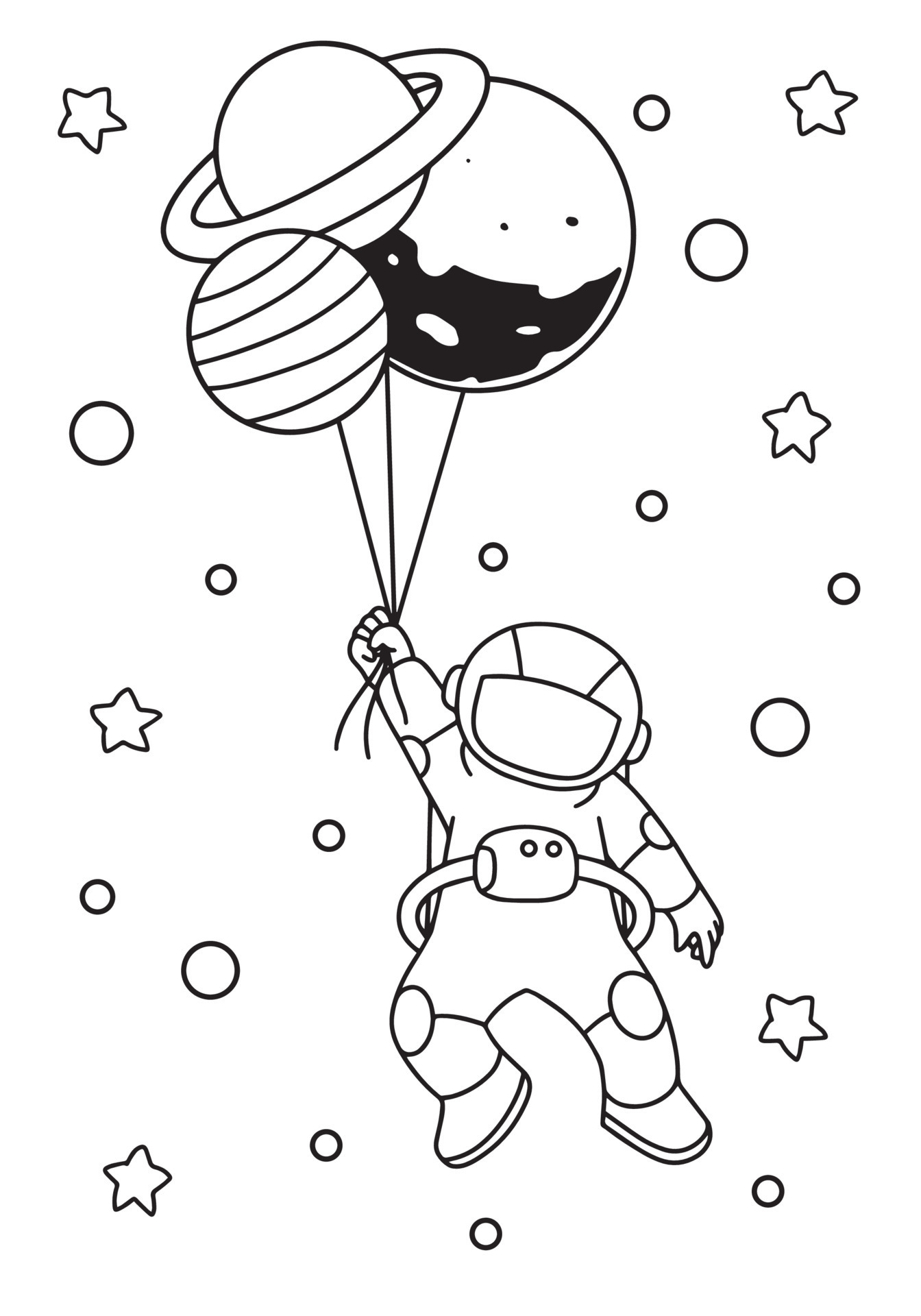 Premium Vector  Kawaii doodle cartoon planet coloring design