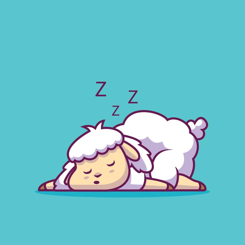 Cute sheep sleeping cartoon illustration vector