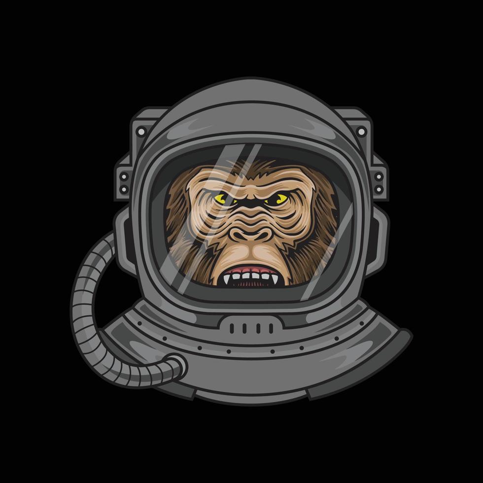 Monkey head with astronaut helmet premium vector
