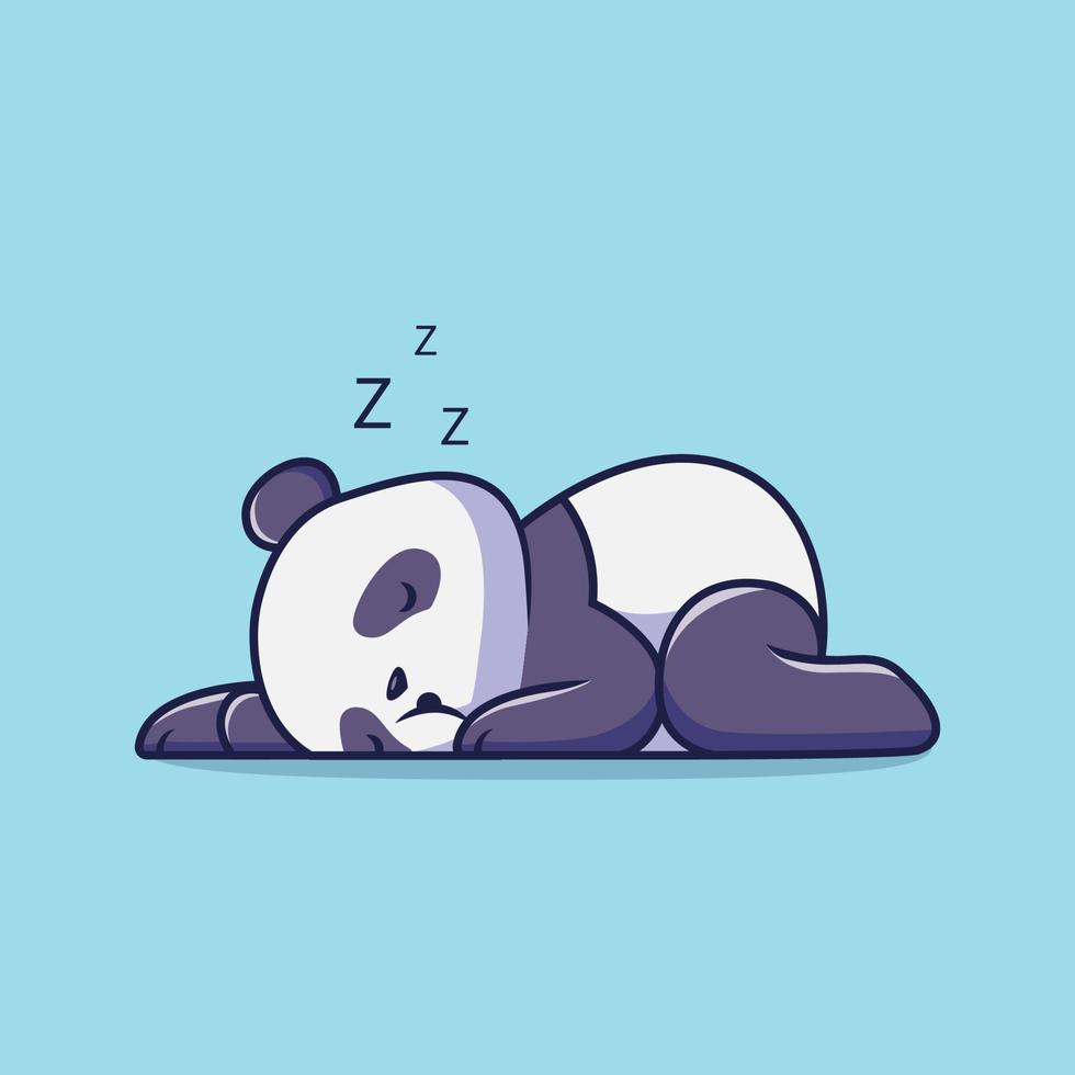 cute panda sleeping cartoon illustration vector