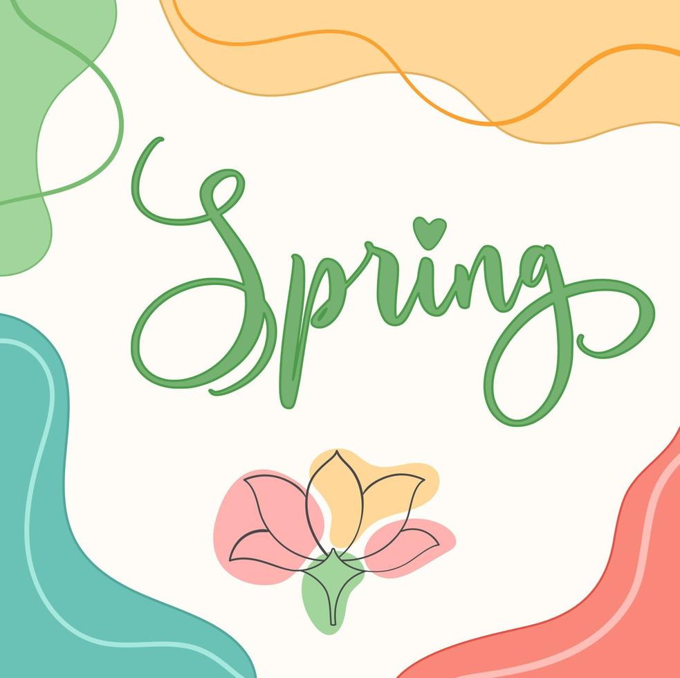 Vector illustration colors abstract background with lettering. Layout and line composition. Spring flyer.