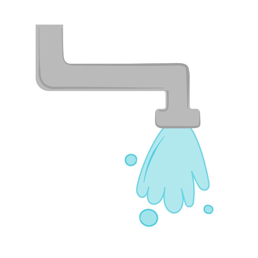 Vector illustrtion faucet with water on white isolated background