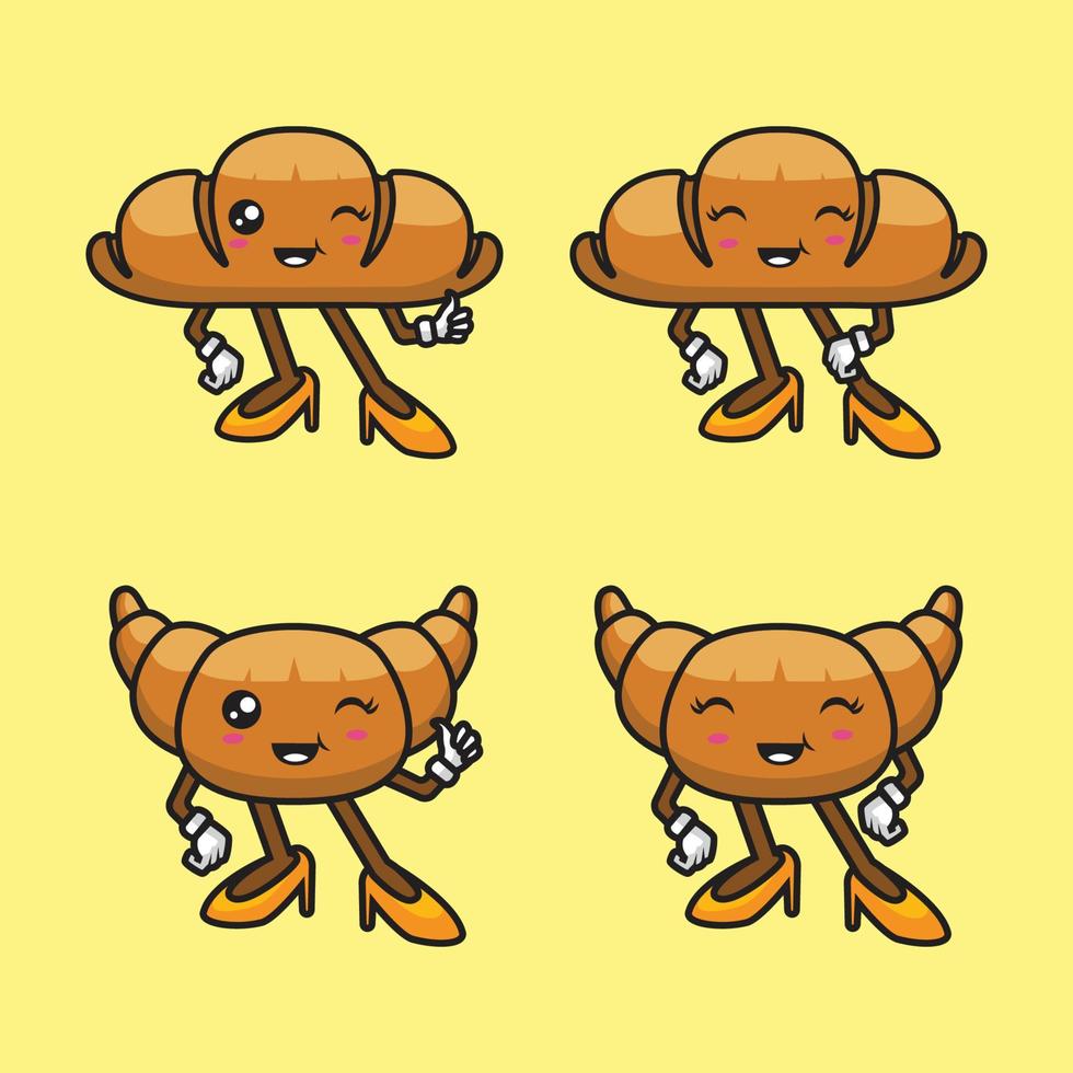 Cute bread mascot vector