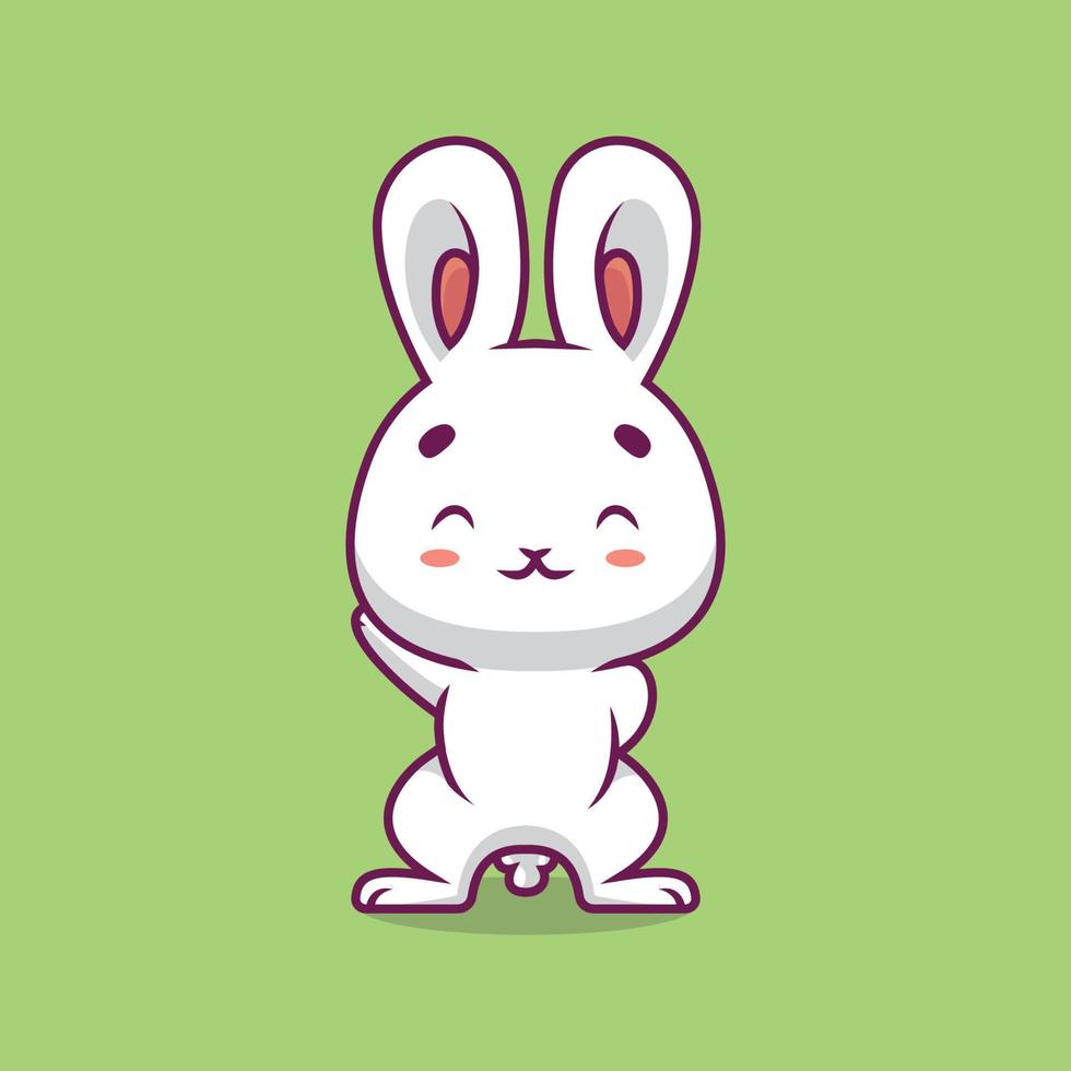 Cute rabbit waving hand cartoon illustration vector