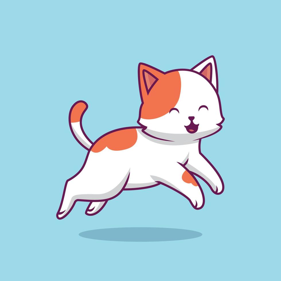 lindo gato corriendo ilustración de dibujos animados vector