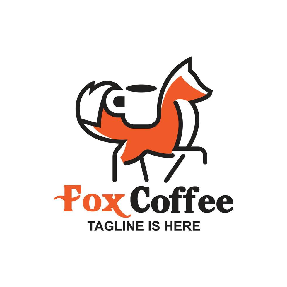 fox coffee logo vector