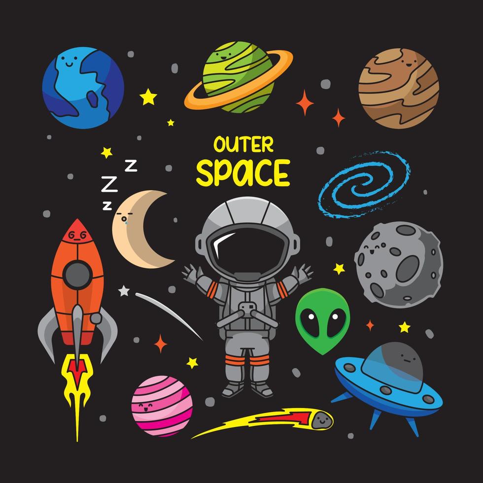 outer space doodles vector