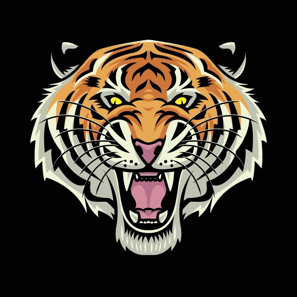 ilustración de vector de rugido de tigre vector premium