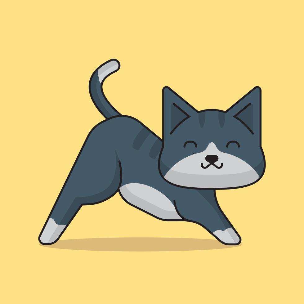 lindo gato yoga hacia abajo plantea vector