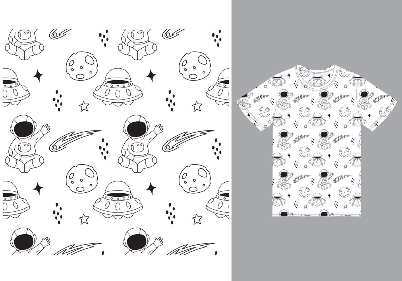 Seamless astronaut illustration with tshirt design premium vector