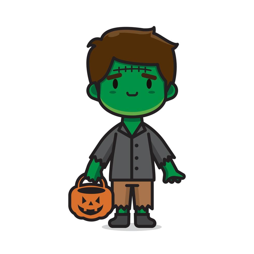 cute halloween costume frankens vector