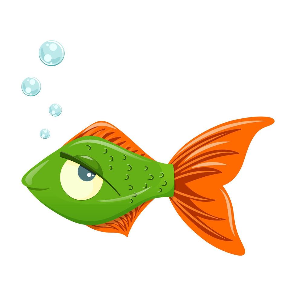 Cute cartoon fish illustration. Isolated on white background. vector