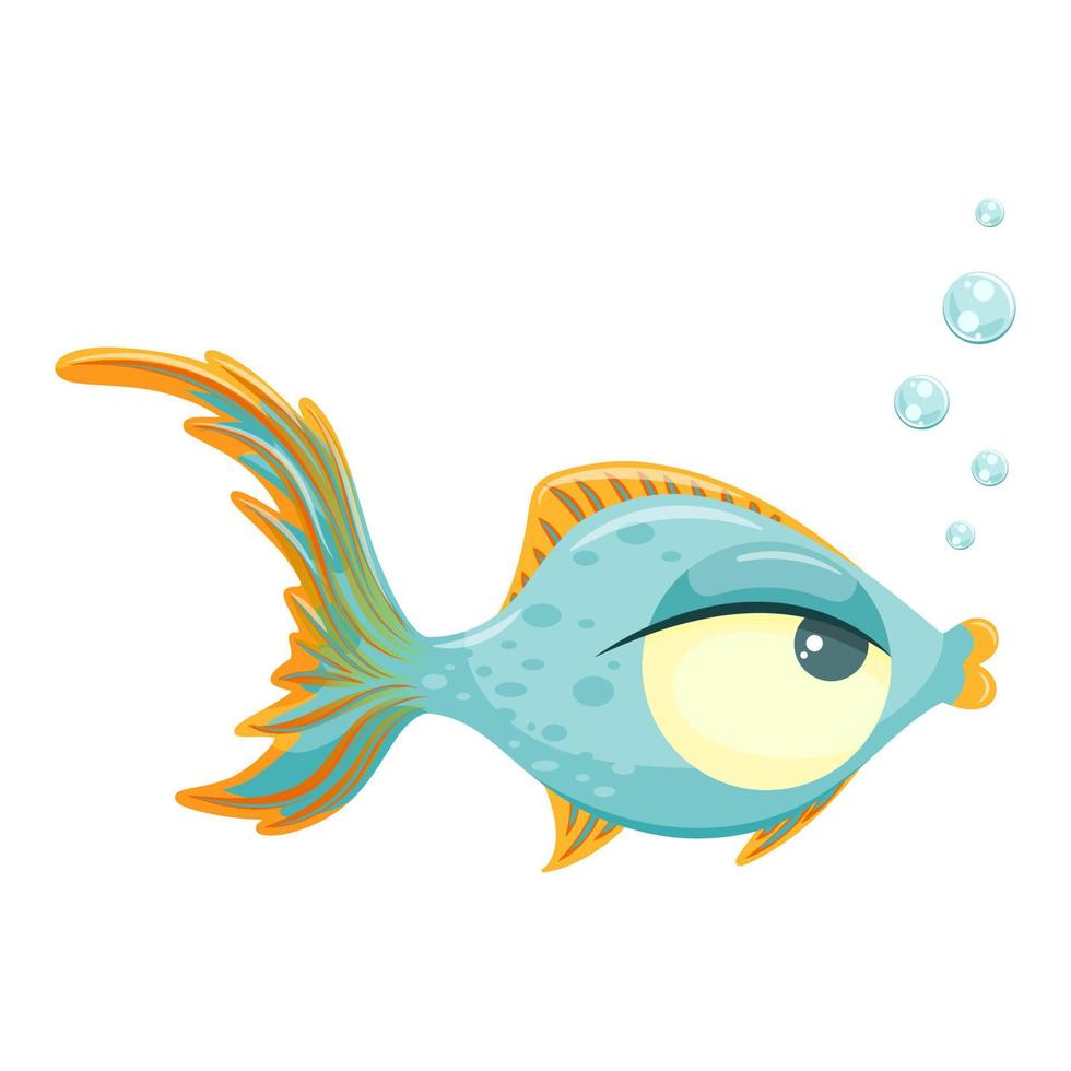 linda ilustración de dibujos animados de peces. aislado sobre fondo blanco. vector