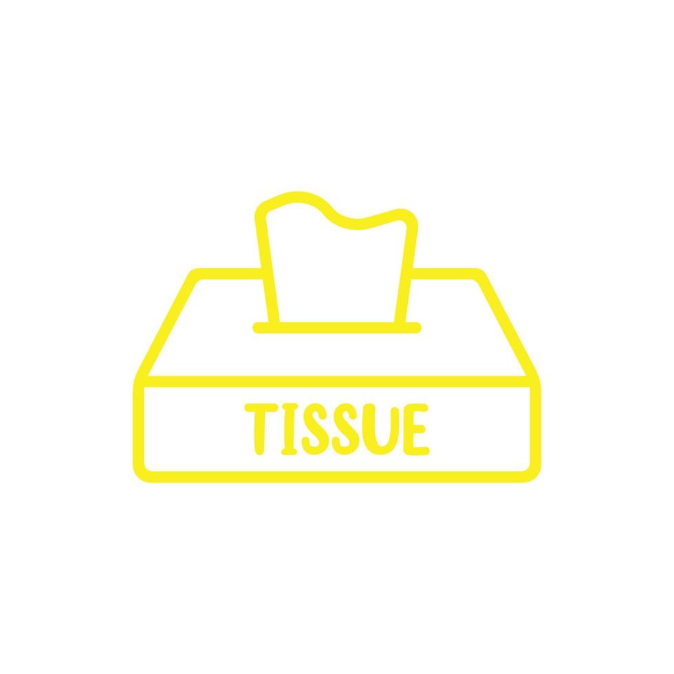 eps10 yellow vector tissue line icon isolated on white background. tissue box outline symbol in a simple flat trendy modern style for your web site design, logo, pictogram, and mobile application