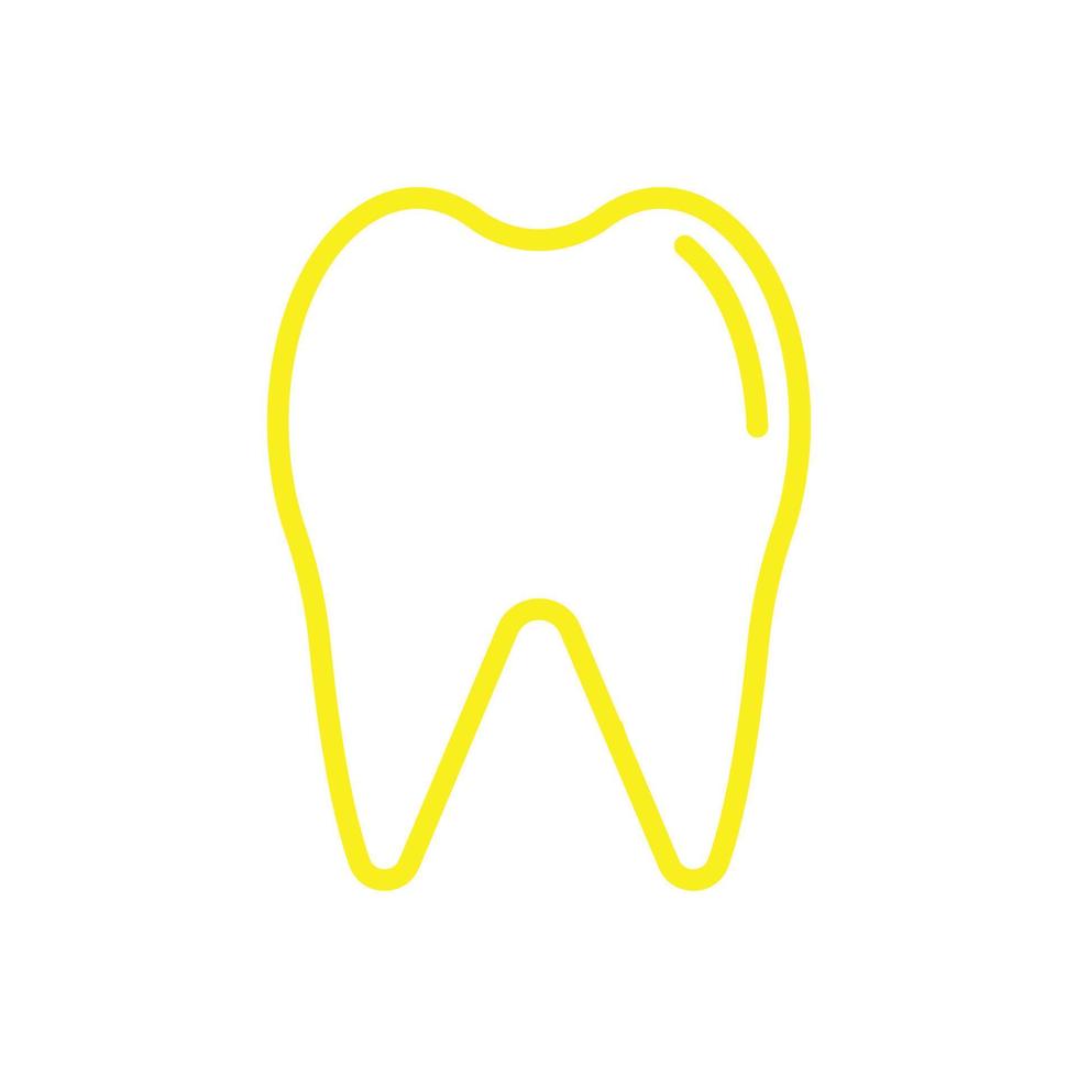 eps10 yellow vector tooth line icon isolated on white background. medical tooth outline symbol in a simple flat trendy modern style for your web site design, logo, pictogram, and mobile application