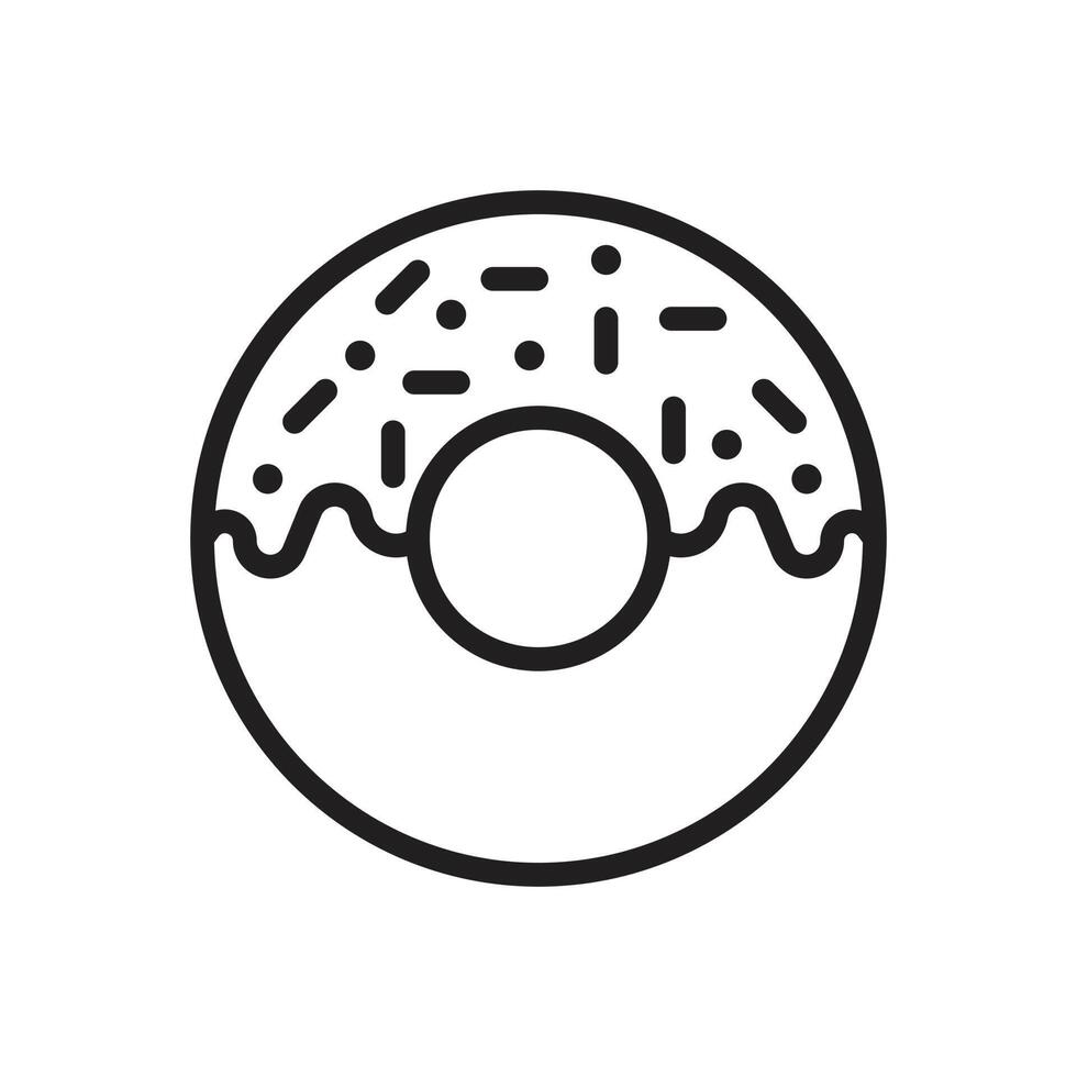 eps10 black vector donut line art icon isolated on white background. glazed cake outline symbol in a simple flat trendy modern style for your web site design, logo, pictogram, and mobile application