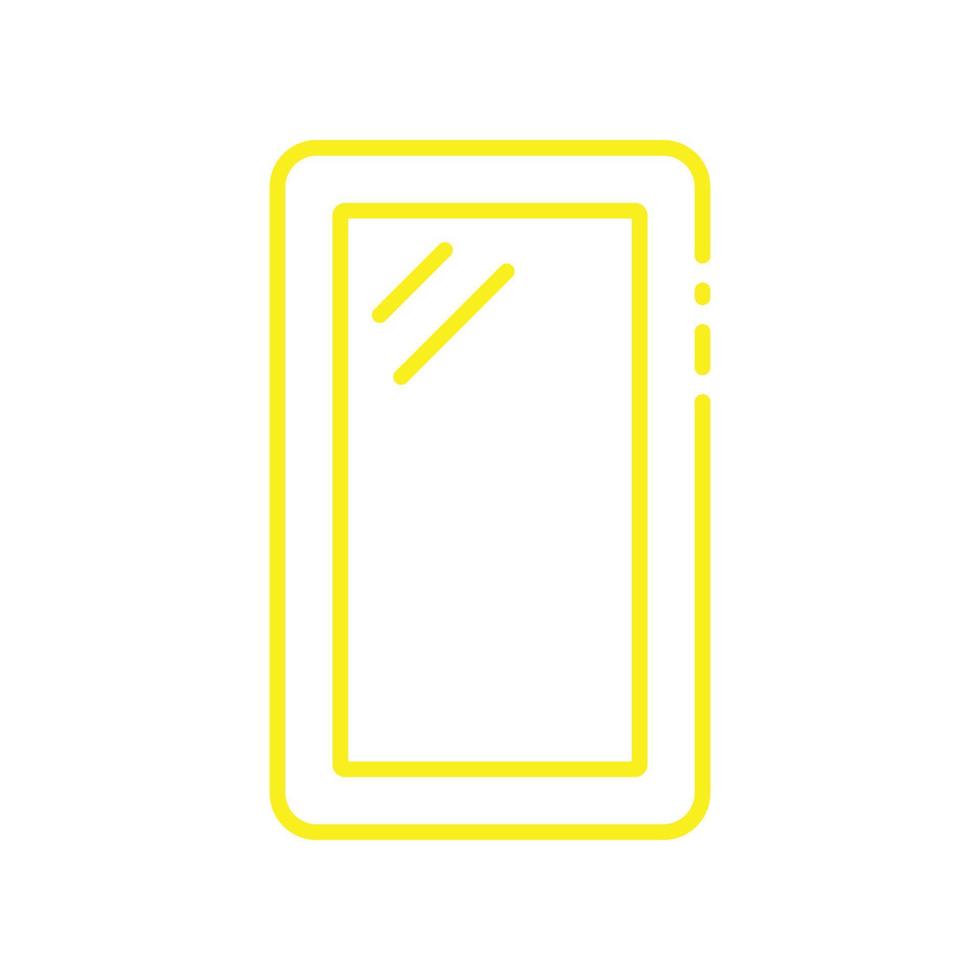 eps10 yellow vector glass frame line icon isolated on white background. glass wall outline symbol in a simple flat trendy modern style for your web site design, logo, pictogram, and mobile application