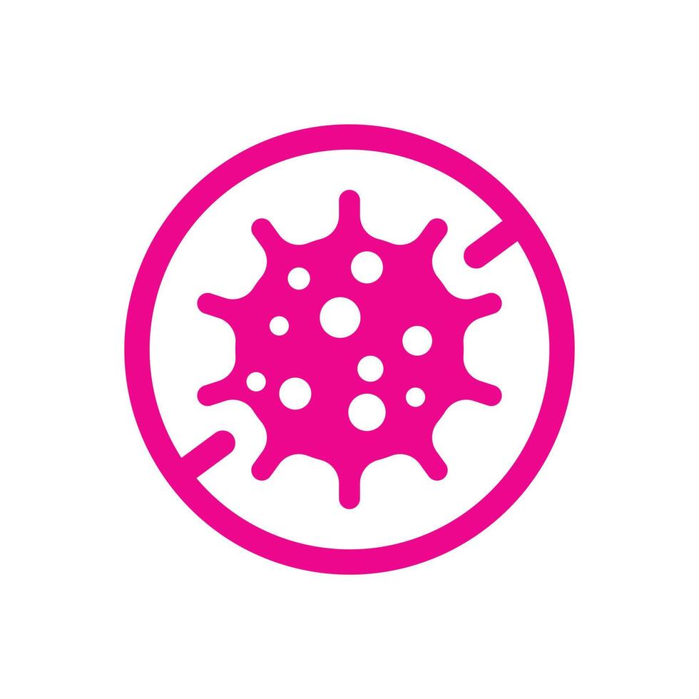 eps10 pink vector antibacterial germ icon isolated on white background. no bacteria symbol in a simple flat trendy modern style for your web site design, logo, pictogram, and mobile application