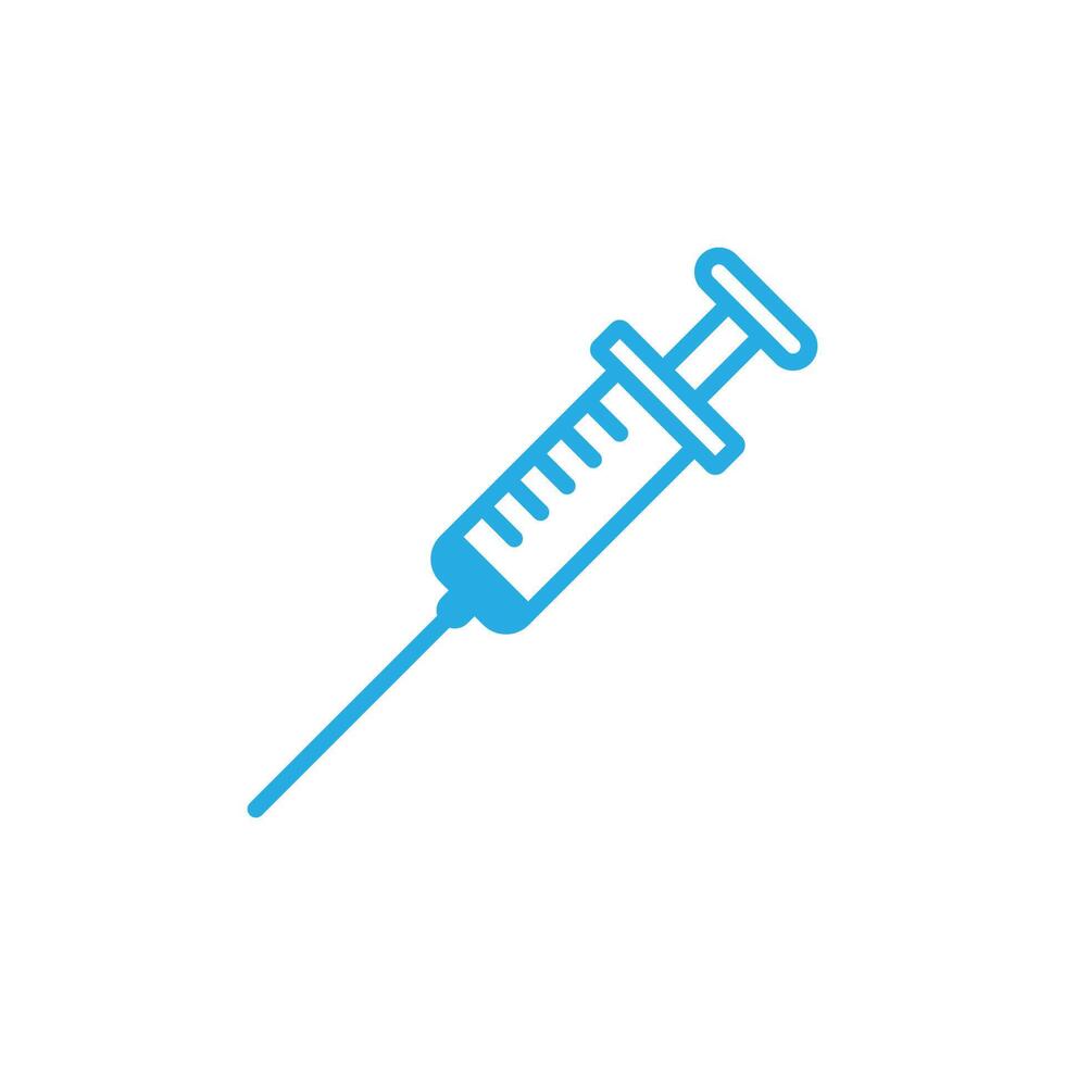 eps10 blue vector injection line icon isolated on white background. syringe outline symbol in a simple flat trendy modern style for your website design, logo, pictogram, and mobile application
