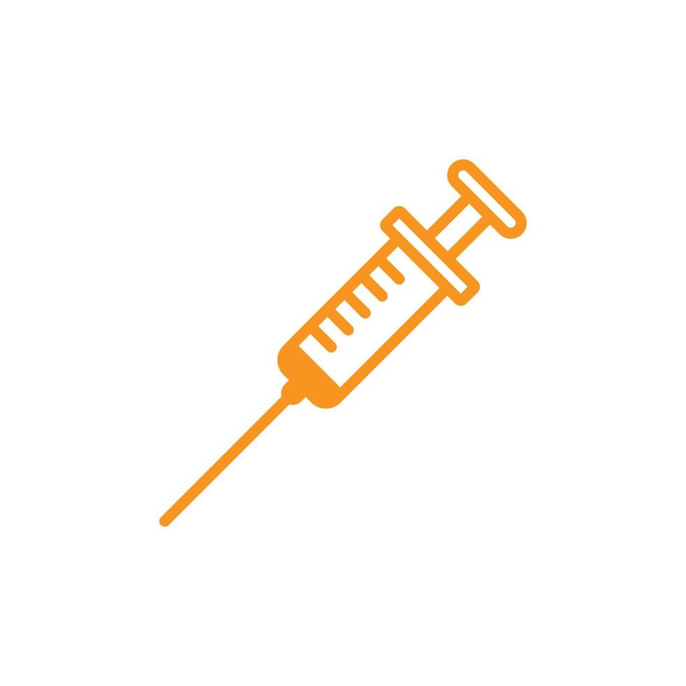 eps10 orange vector injection line icon isolated on white background. syringe outline symbol in a simple flat trendy modern style for your website design, logo, pictogram, and mobile application