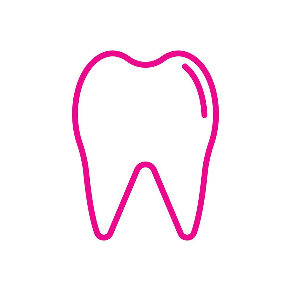 eps10 icono de línea de diente de vector rosa aislado sobre fondo blanco. símbolo de contorno de diente médico en un estilo moderno plano simple y moderno para el diseño de su sitio web, logotipo, pictograma y aplicación móvil