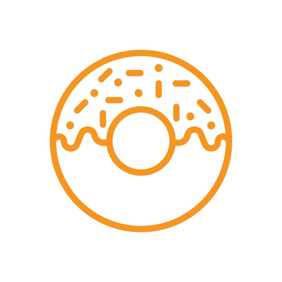 eps10 naranja vector donut línea arte icono aislado sobre fondo blanco. símbolo de contorno de pastel glaseado en un estilo moderno y plano simple para el diseño de su sitio web, logotipo, pictograma y aplicación móvil