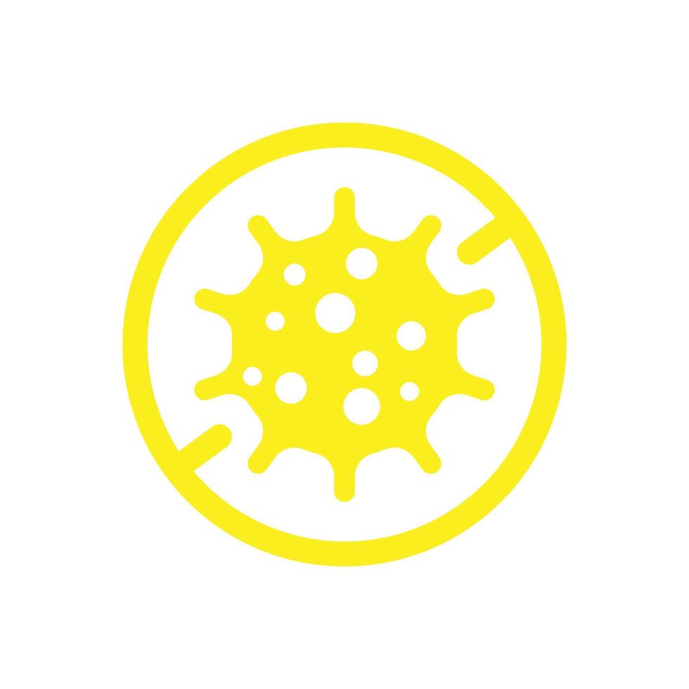 eps10 yellow vector antibacterial germ icon isolated on white background. no bacteria symbol in a simple flat trendy modern style for your web site design, logo, pictogram, and mobile application