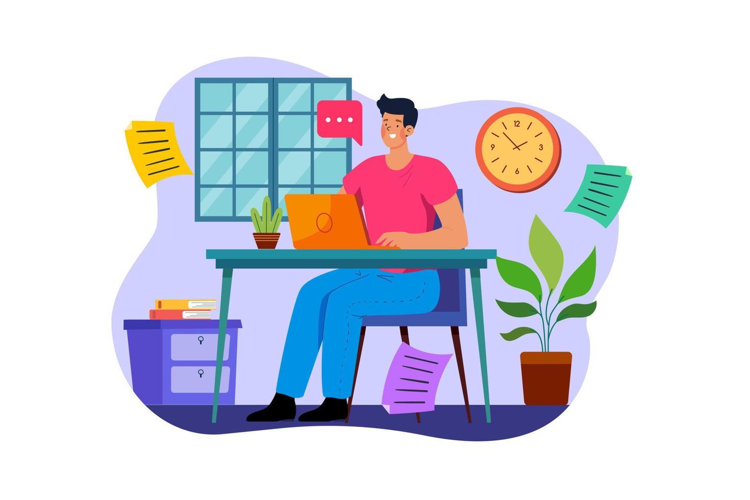 Freelancer doing work from home vector