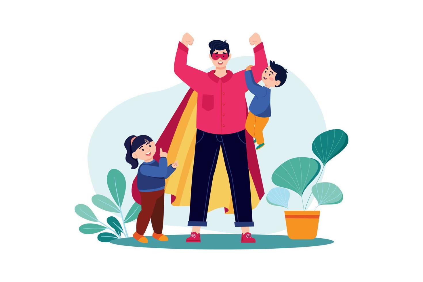 Dad is like a superhero to his kids vector