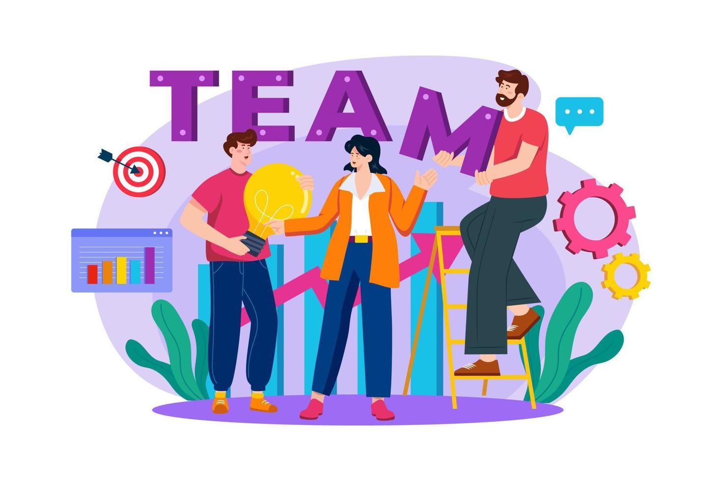 Business people working together as a team vector