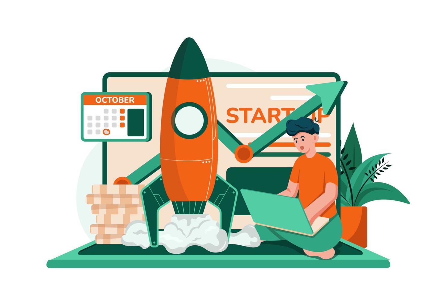 Online Business Startup Illustration concept on white background vector