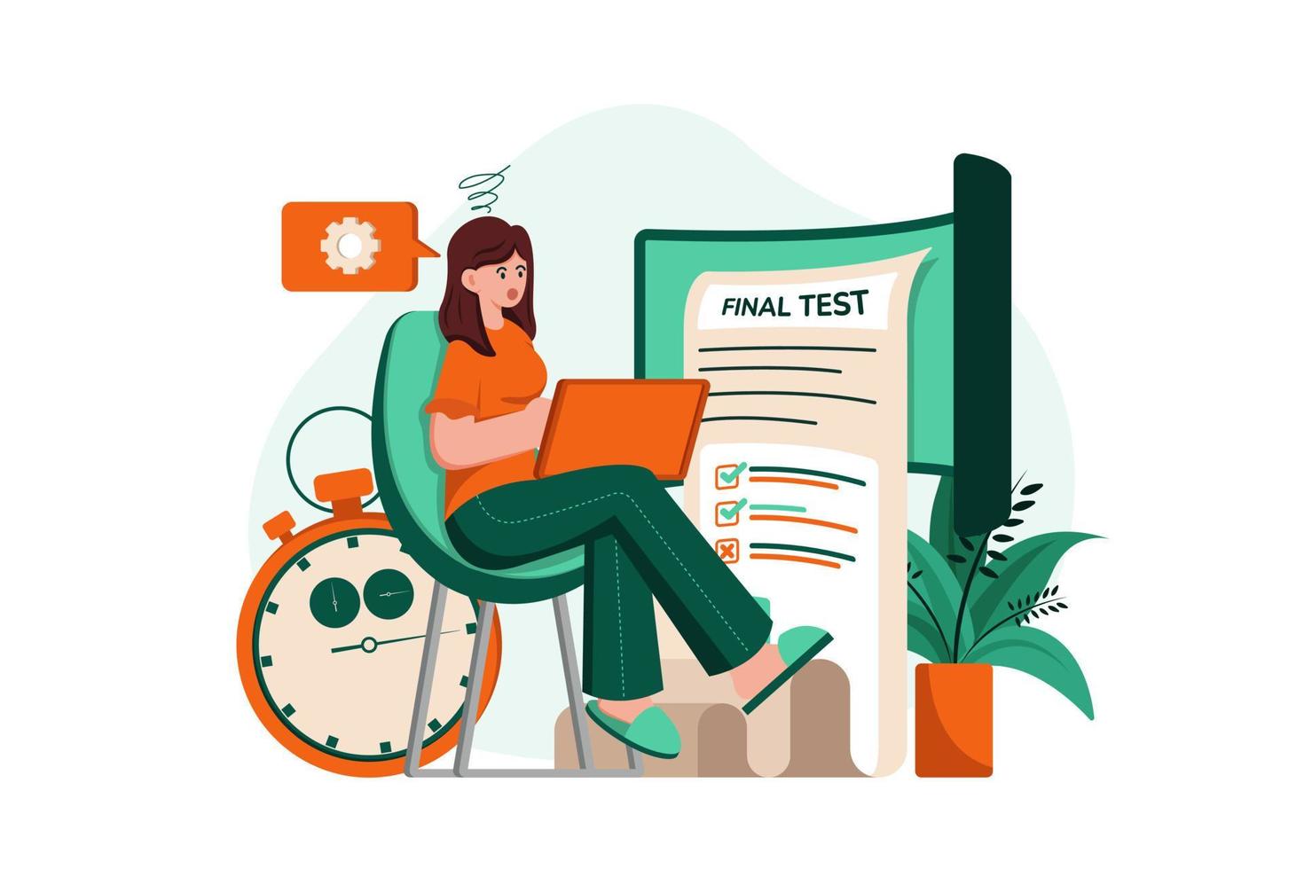 Online testing Illustration concept on white background vector