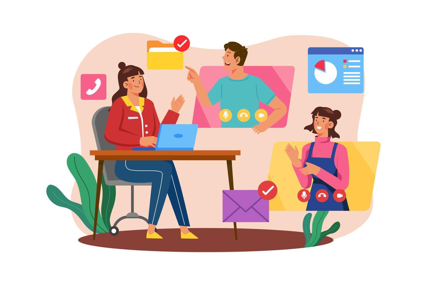 Business team doing video meeting vector
