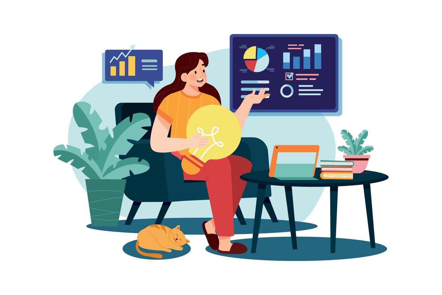 Female Freelancer with a business idea vector