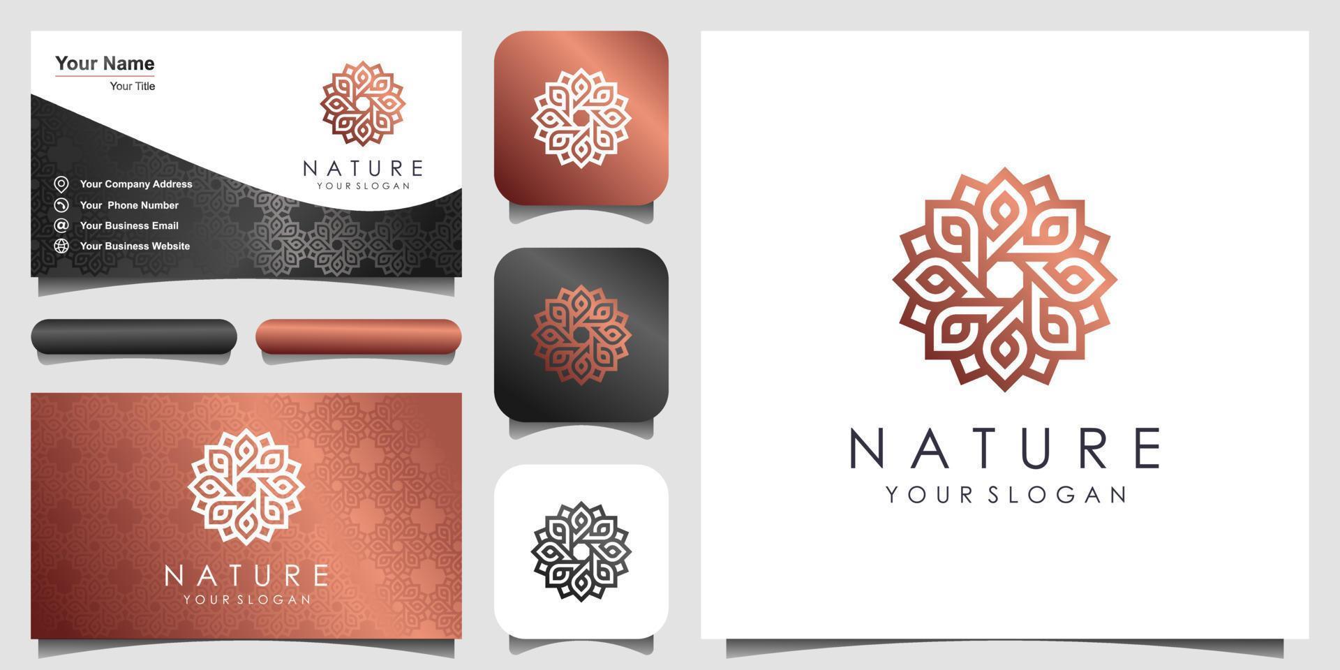 Minimalist elegant floral rose logo design with line art style. logo for beauty, Cosmetics, yoga and spa. logo and business card design. vector