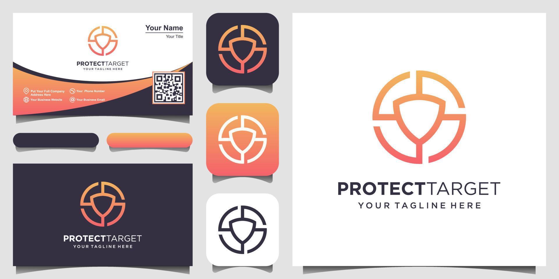 security target Logo designs Template. symbol shield combined with target sign. vector