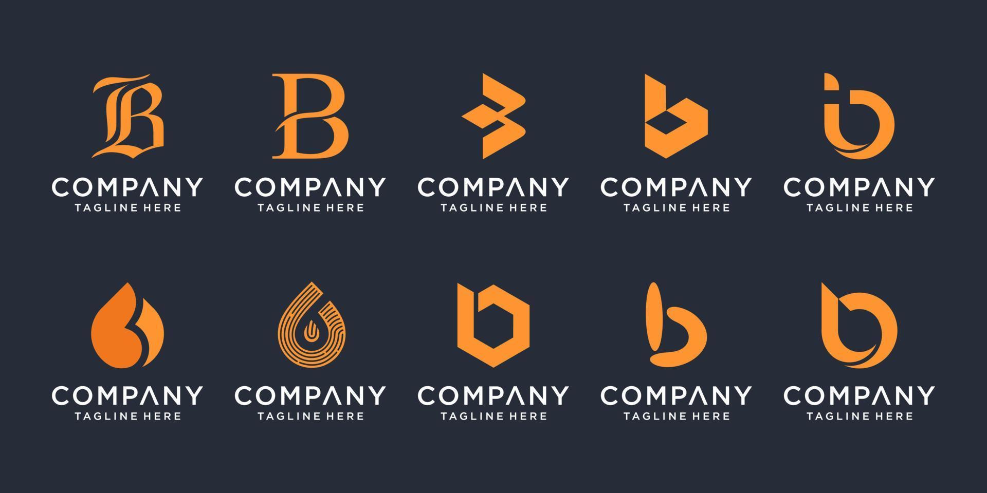 conjunto de plantilla de diseño de logotipo de letra b creativa. iconos para negocios de lujo, elegantes, simples. vector