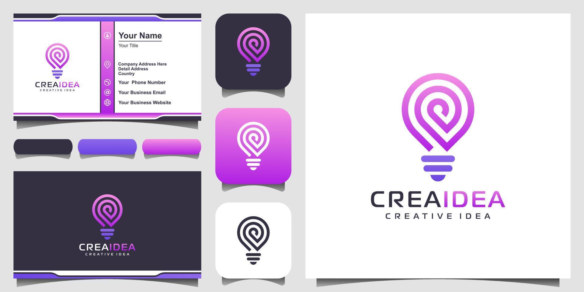 Smart bulb tech logo icon and business card design . Bulb Logo Design Colorful . Idea creative light bulb logo . Bulb digital logo technology Idea vector