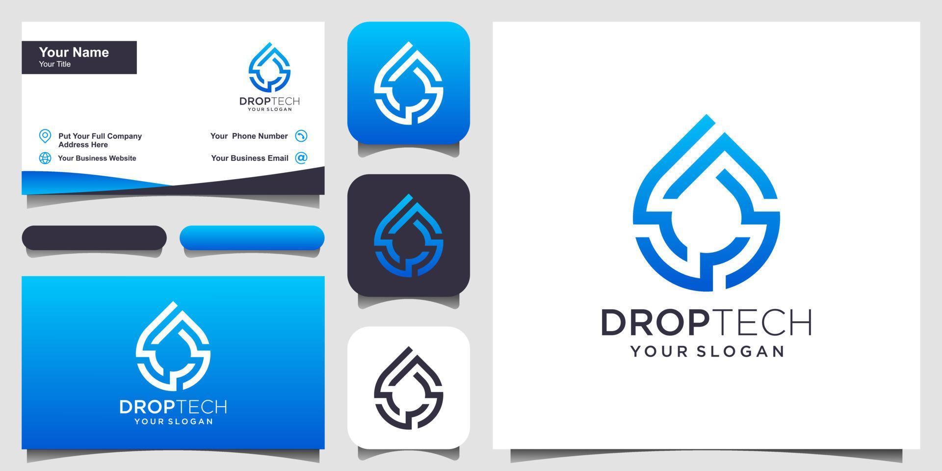 symbol water with line art style. Droplet or olive oil with line art style for mobile concept and web design. set of logo and business card design vector