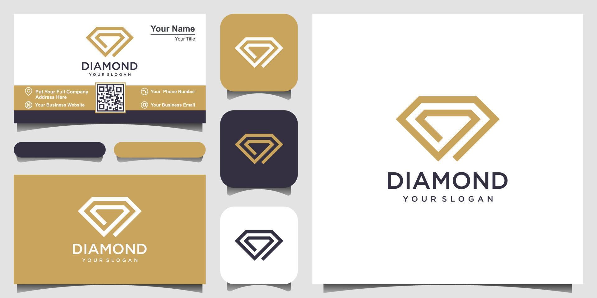 Creative Diamond Concept Logo Design Template and business card design. diamond group, team, community vector