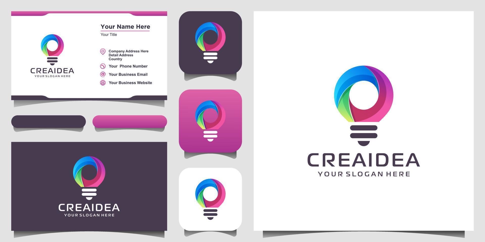 creative bulb lamp logo icon and business card design. Bulb digital and technology Idea vector