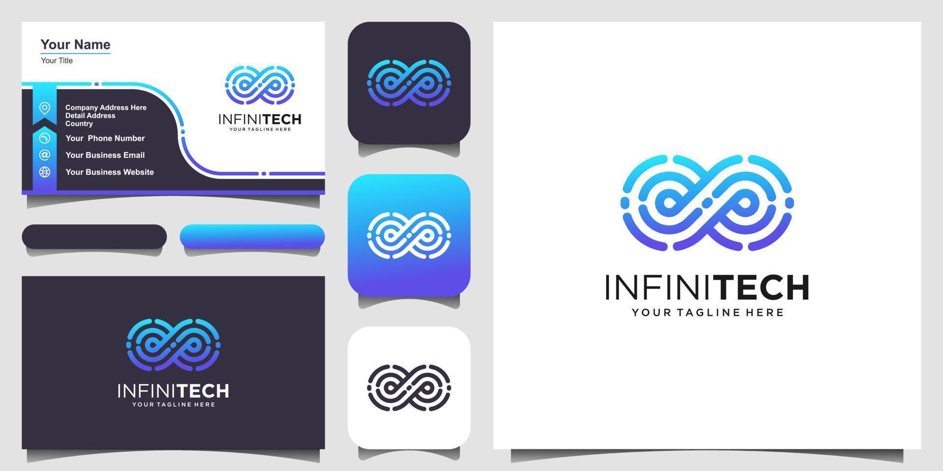 Infinity digital technology Logo design looped linear vector template.