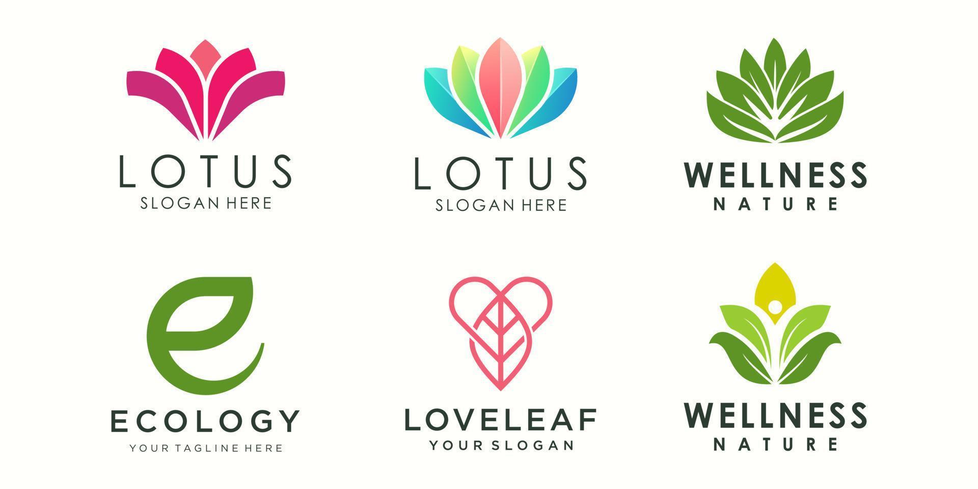 abstract lotus flower ornament logo and icon set. design template vector. vector