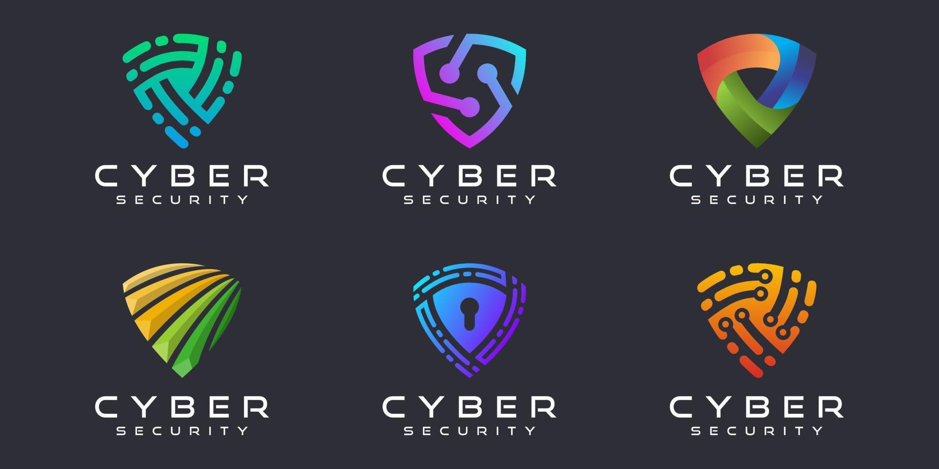 Creative Shield Concept Logo Design Template. Abstract symbol of security logo icon set. vector