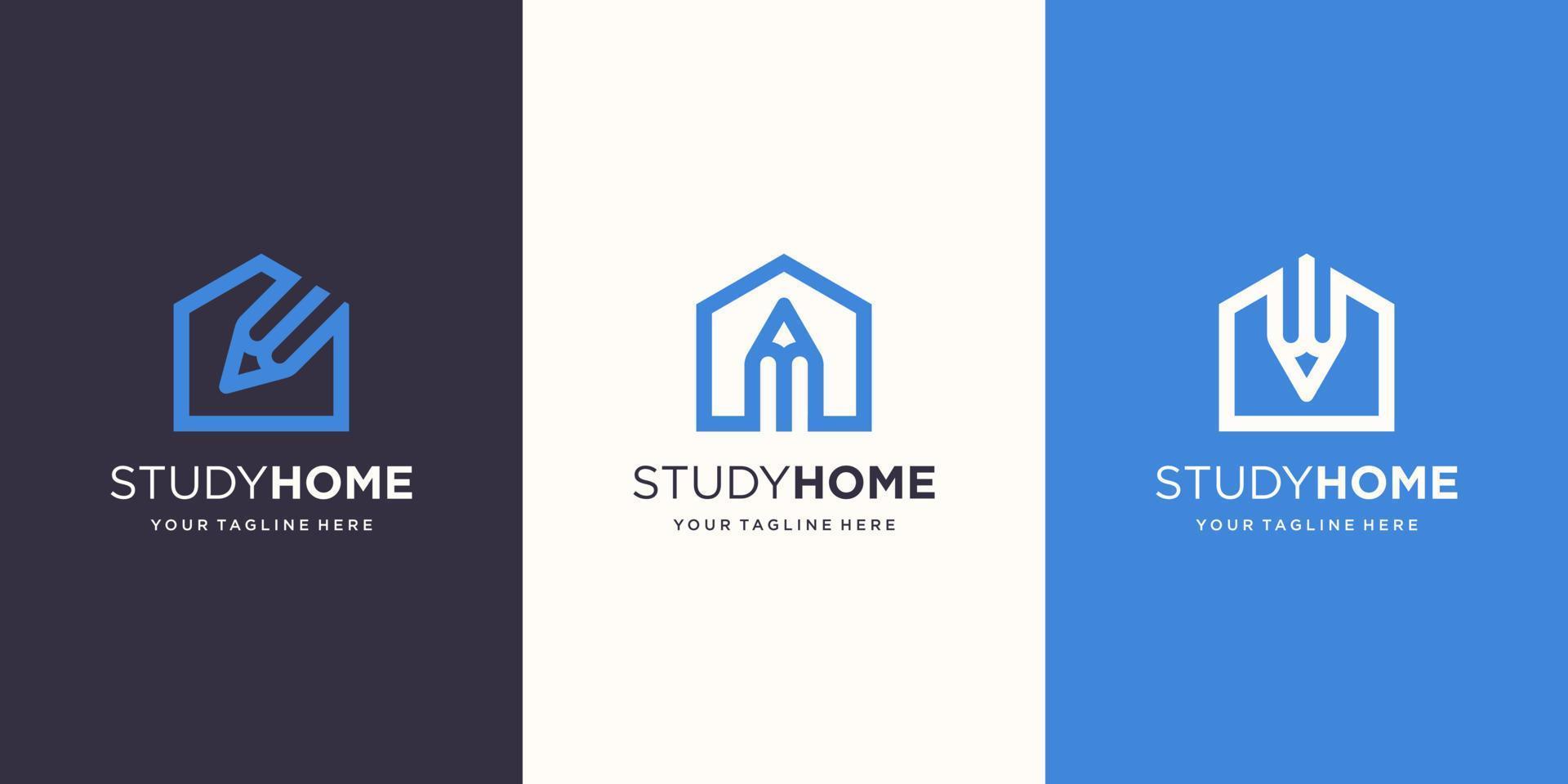 Study Home Logo designs Template. pencil combined with house. vector